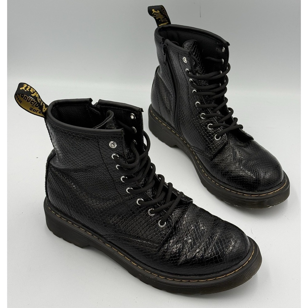 Doc Dr Martens Zavala Combat Boots 4 M/5 W Faux Snake Reptile Embossed Leather